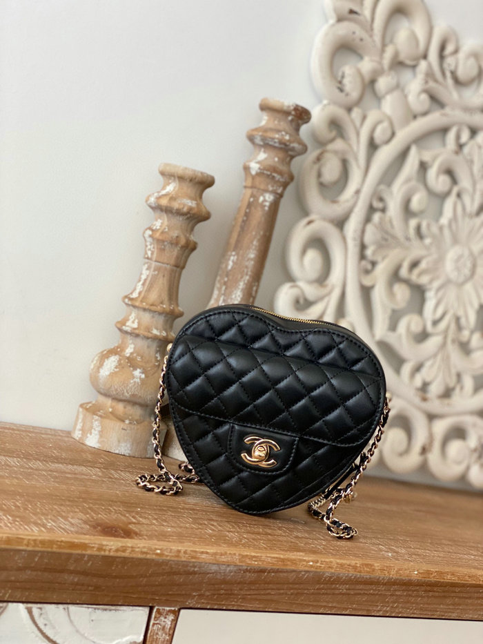 Chanel Lambskin Heart Bag Black AS3191