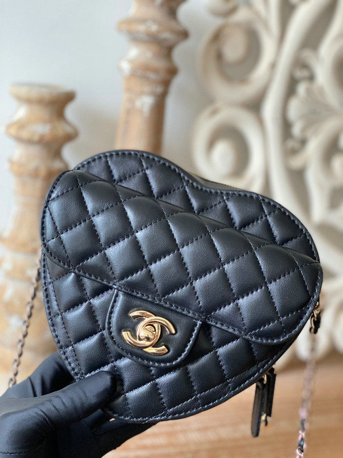 Chanel Lambskin Heart Bag Black AS3191