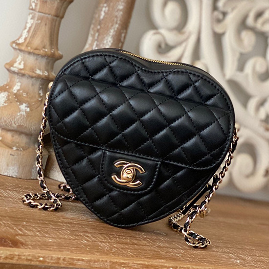 Chanel Lambskin Heart Bag Black AS3191