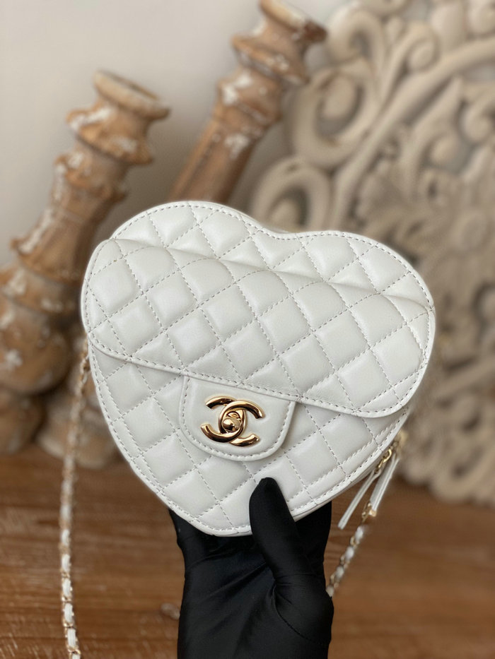 Chanel Lambskin Heart Bag White AS3191