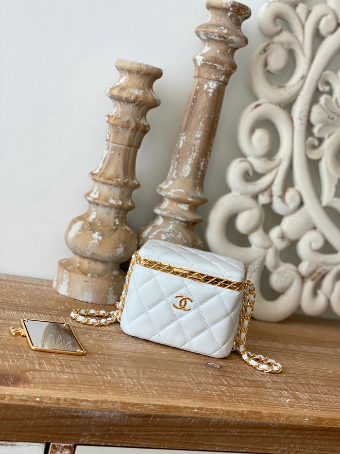 Chanel Small Vanity with Chain White AP2717