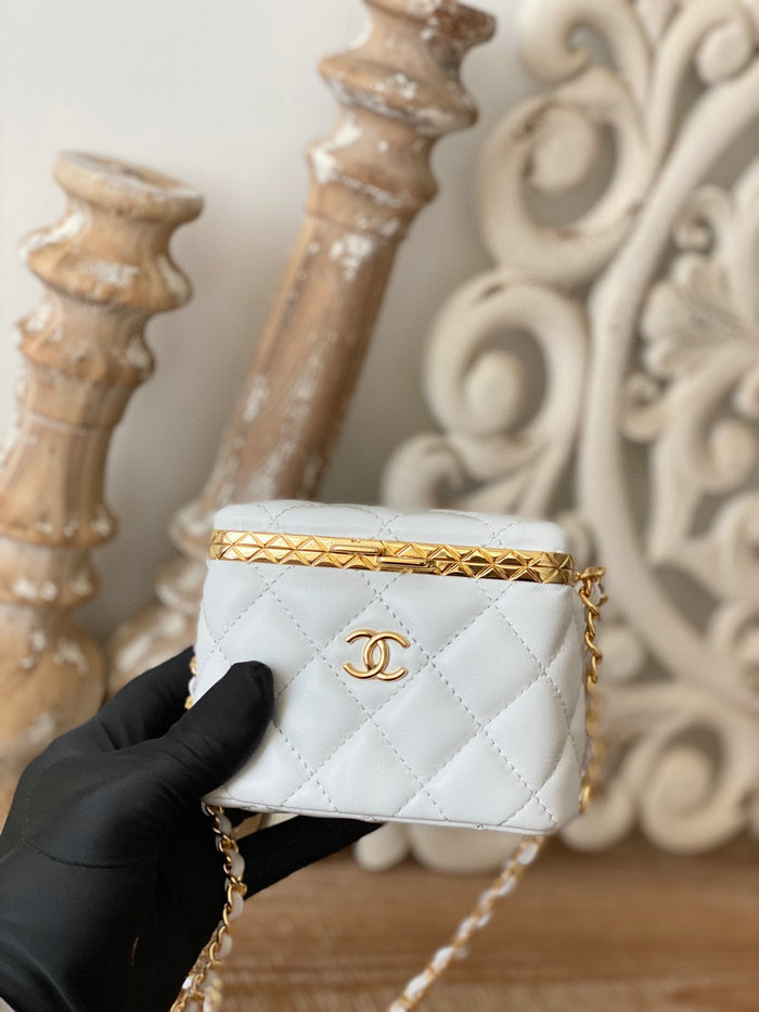 Chanel Small Vanity with Chain White AP2717
