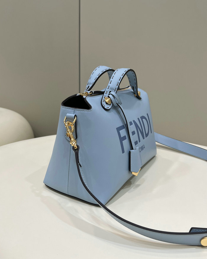 Fendi By The Way Medium Leather Boston Bag Blue F8286