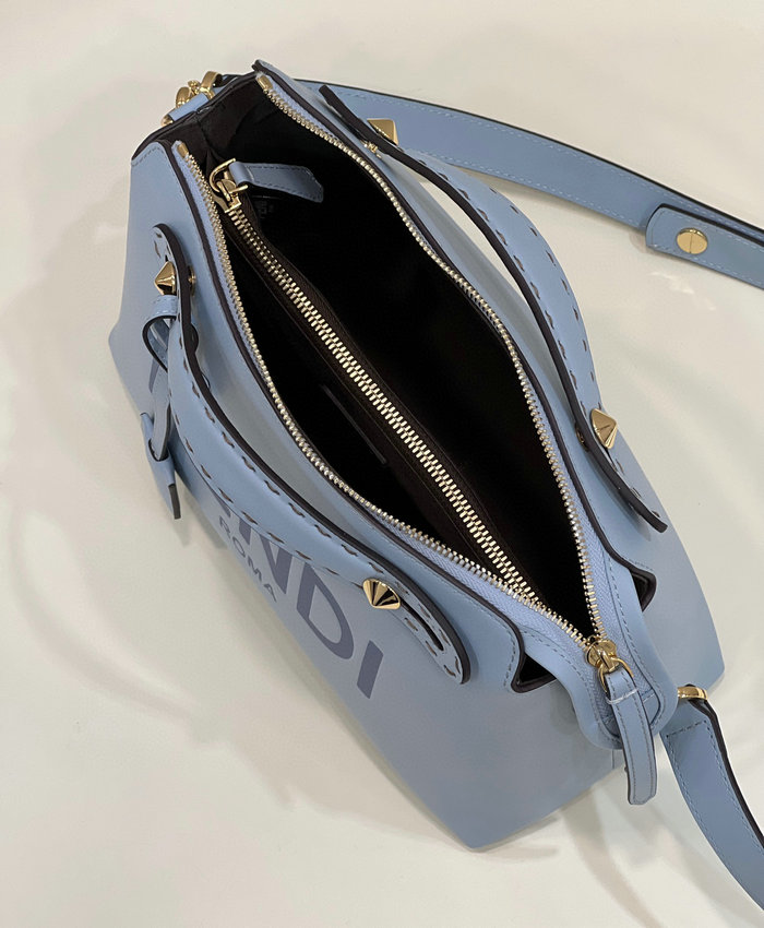 Fendi By The Way Medium Leather Boston Bag Blue F8286