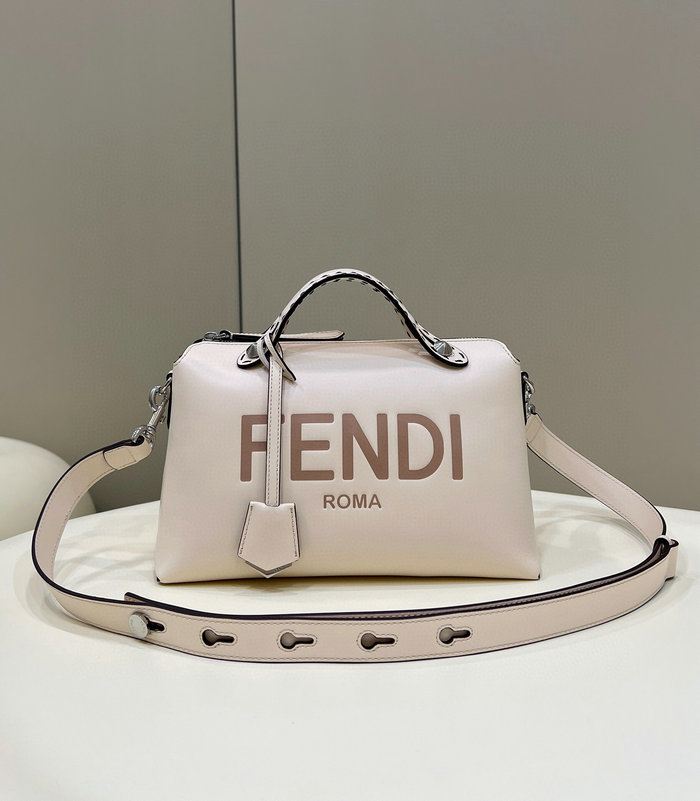 Fendi By The Way Medium Leather Boston Bag White F8286