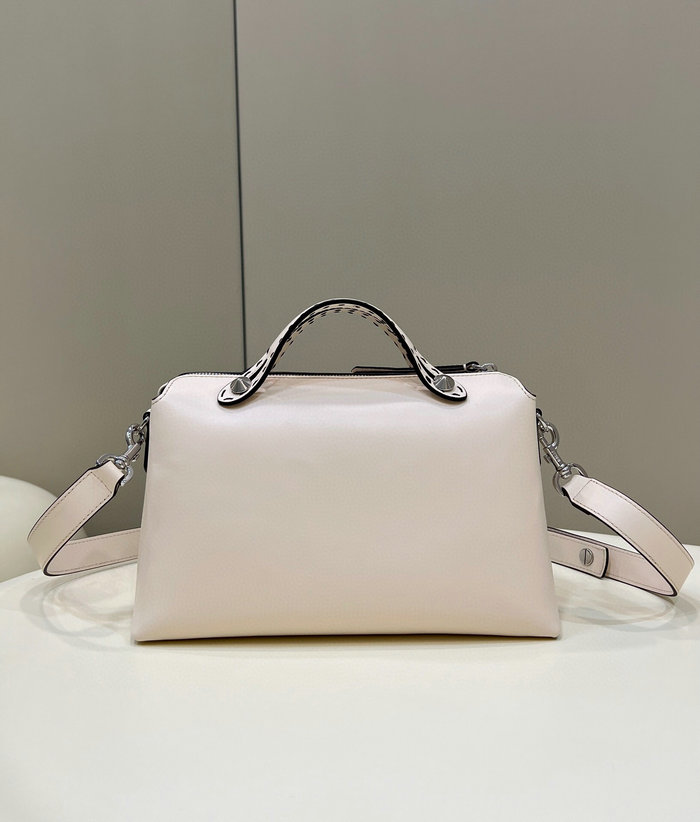 Fendi By The Way Medium Leather Boston Bag White F8286