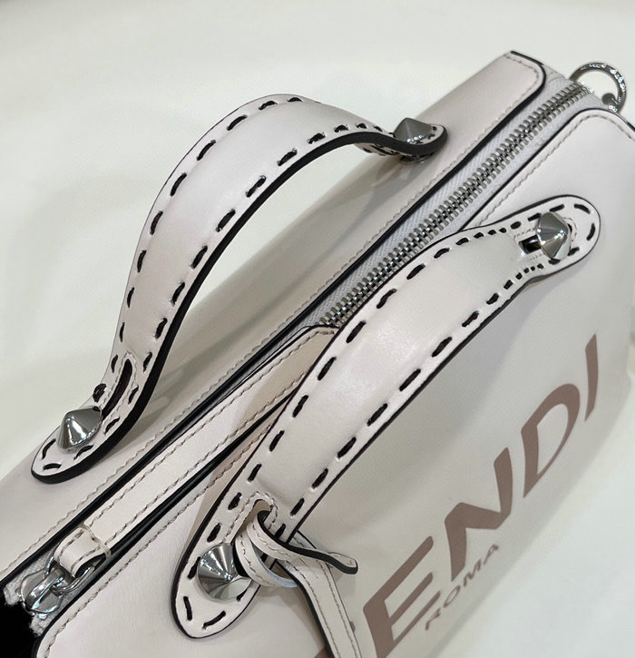 Fendi By The Way Medium Leather Boston Bag White F8286