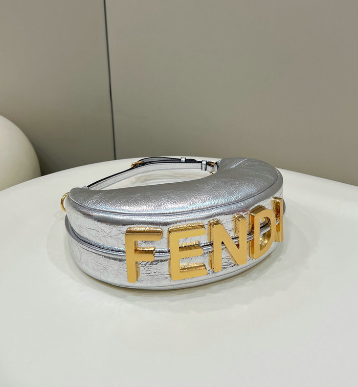 Fendi Fendigraphy Small Leather Bag Silver F80056