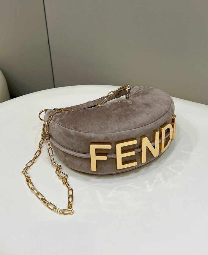 Fendi Fendigraphy Small Suede Bag Grey F80056