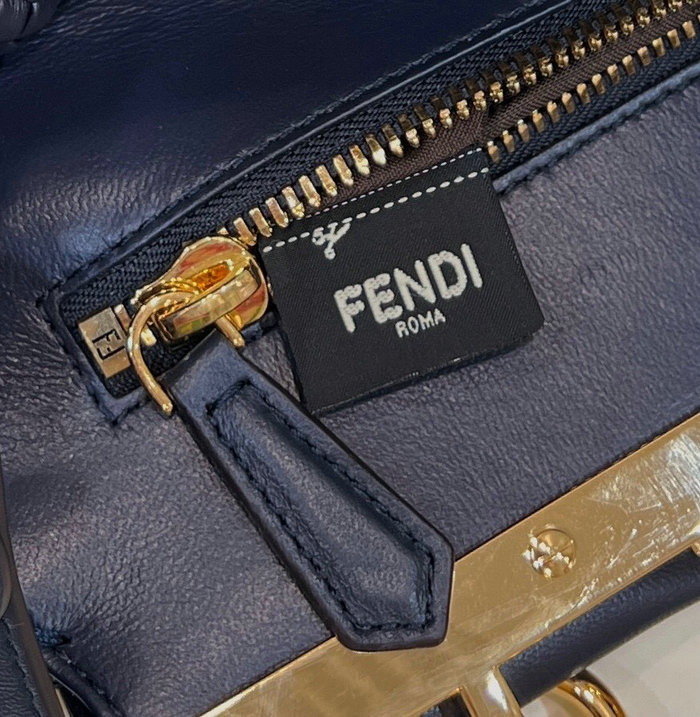 Fendi Interlace Leather Peekaboo Blue F0705