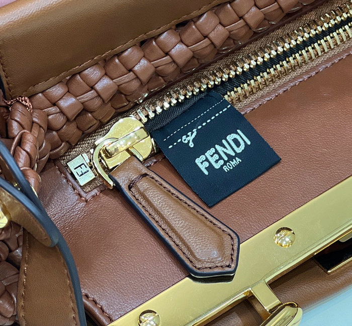 Fendi Interlace Leather Peekaboo Brown F0705