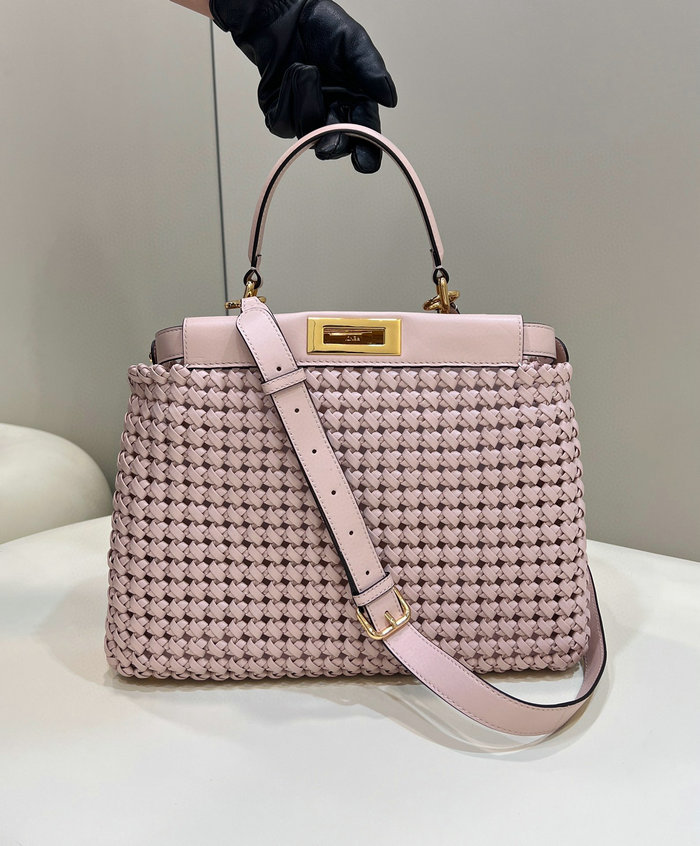 Fendi Interlace Leather Peekaboo Pink F0705