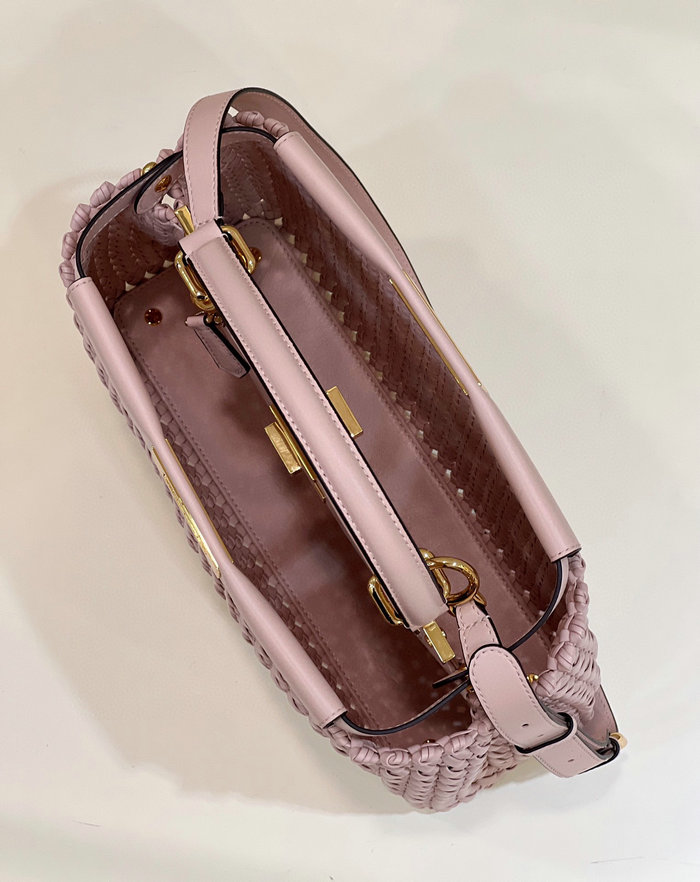 Fendi Interlace Leather Peekaboo Pink F0705