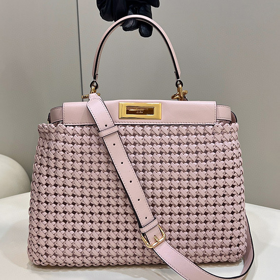 Fendi Interlace Leather Peekaboo Pink F0705