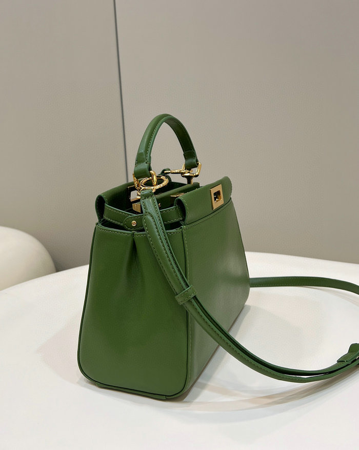 Fendi Nappa Leather Mini Peekaboo Bag Green F8383