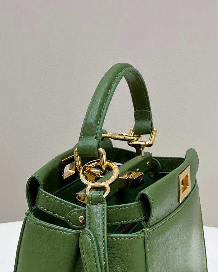 Fendi Nappa Leather Mini Peekaboo Bag Green F8383