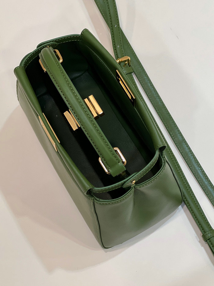 Fendi Nappa Leather Mini Peekaboo Bag Green F8383