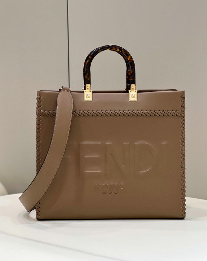 Fendi Sunshine Medium Leather Shopper Brown F8535