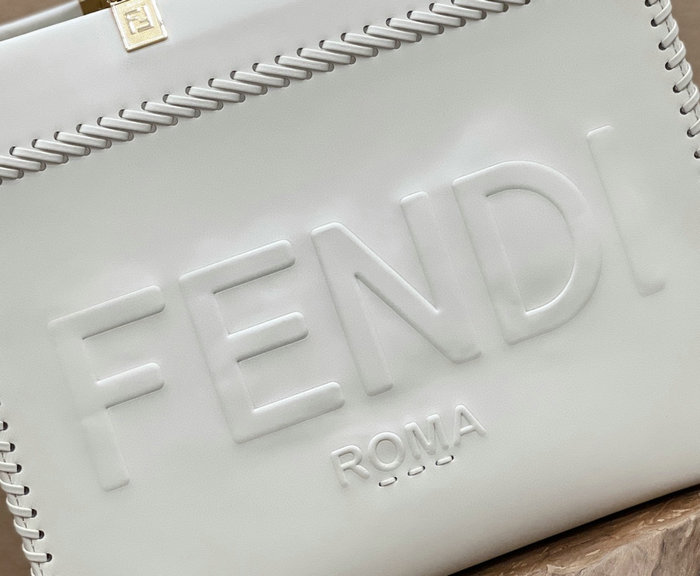 Fendi Sunshine Medium Leather Shopper White F8535