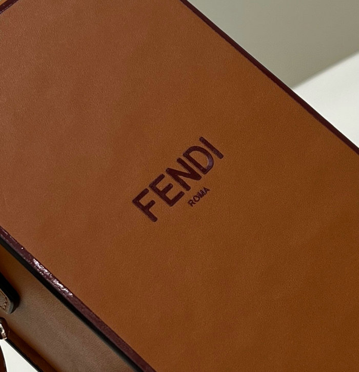 Fendi Vertical Box leather bag Brown F70309