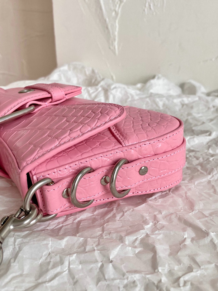 Balenciaga Lindsay Small Crocodile Shoulder Bag Pink B701141