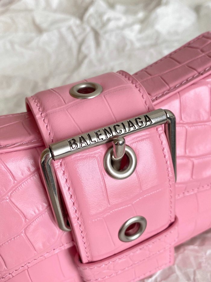 Balenciaga Lindsay Small Crocodile Shoulder Bag Pink B701141