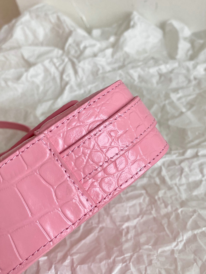 Balenciaga Lindsay Small Crocodile Shoulder Bag Pink B701141