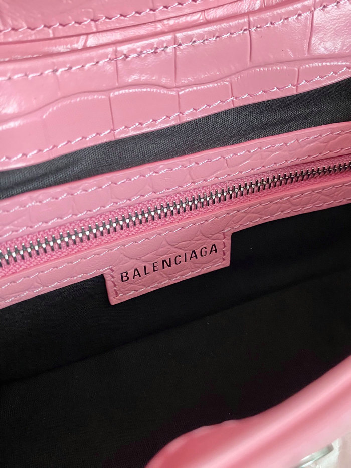 Balenciaga Lindsay Small Crocodile Shoulder Bag Pink B701141