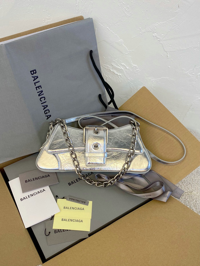 Balenciaga Lindsay Small Leather Shoulder Bag Silver B701141