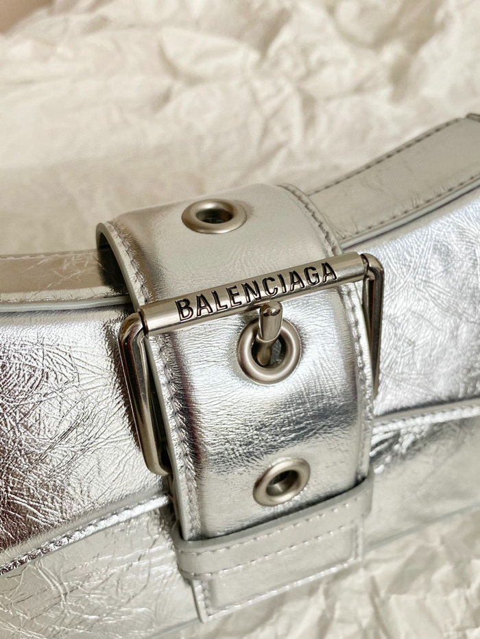 Balenciaga Lindsay Small Leather Shoulder Bag Silver B701141