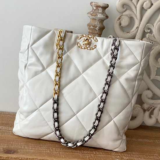 CHANEL 19 SHOPPING BAG White AS3519