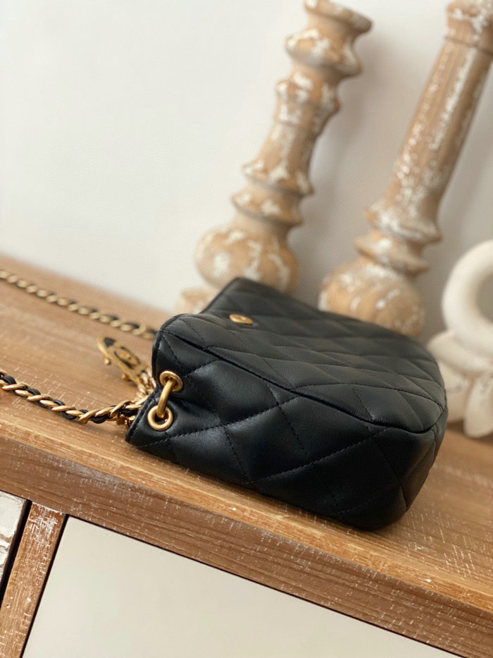 Chanel Hobo Handbag Black AS3476