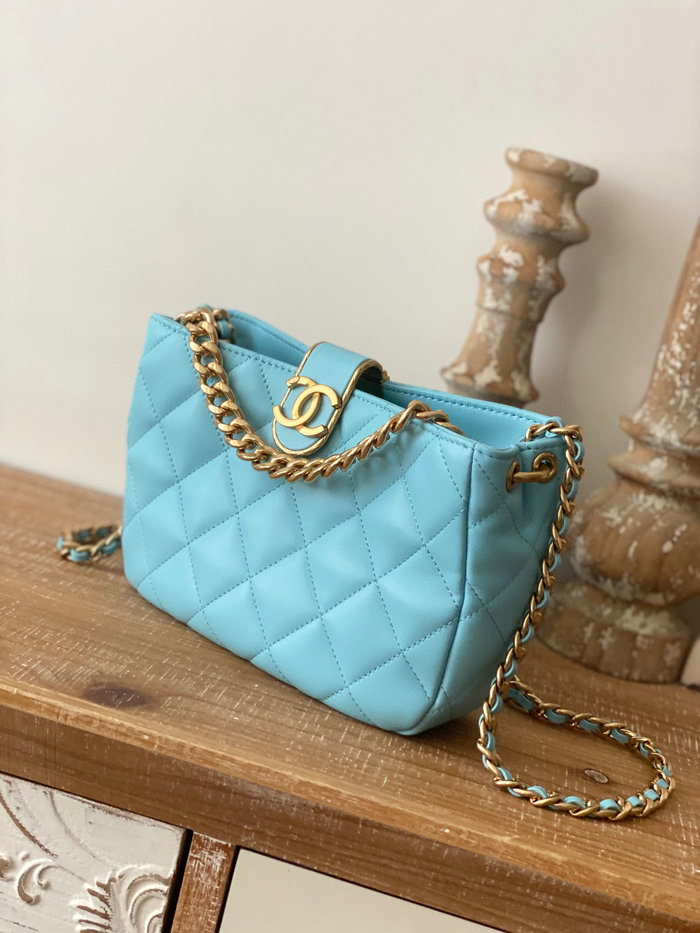 Chanel Hobo Handbag Blue AS3476