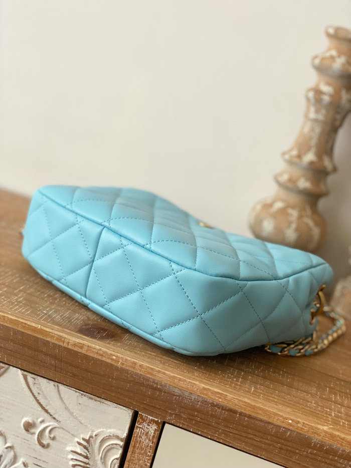 Chanel Hobo Handbag Blue AS3476