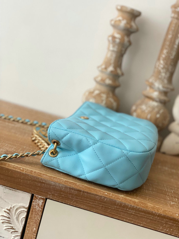 Chanel Hobo Handbag Blue AS3476