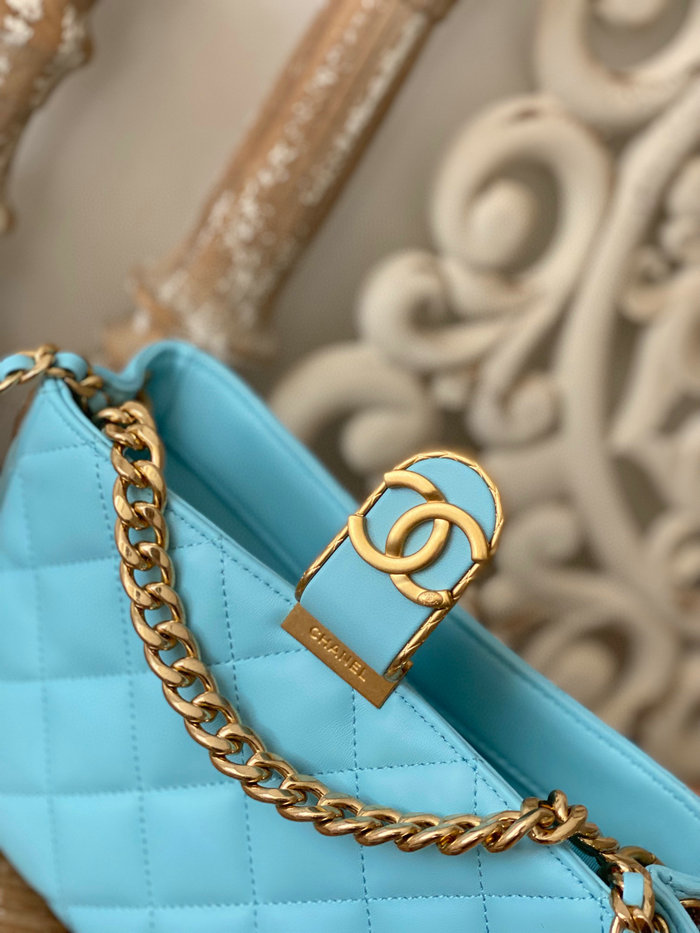 Chanel Hobo Handbag Blue AS3476