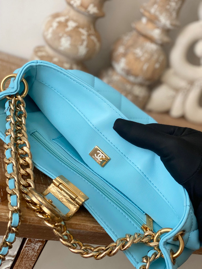 Chanel Hobo Handbag Blue AS3476