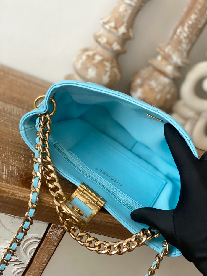 Chanel Hobo Handbag Blue AS3476