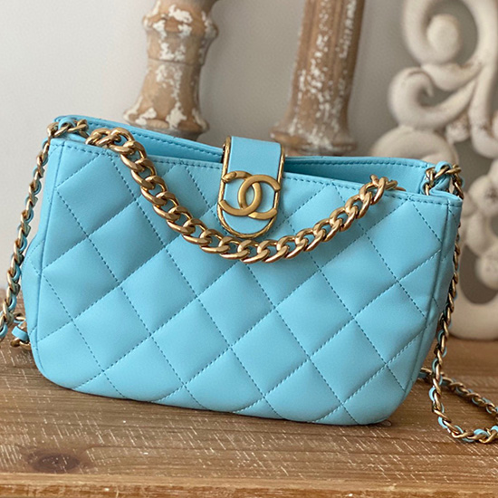 Chanel Hobo Handbag Blue AS3476