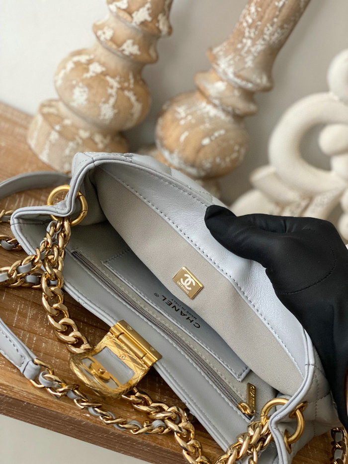 Chanel Hobo Handbag Grey AS3476