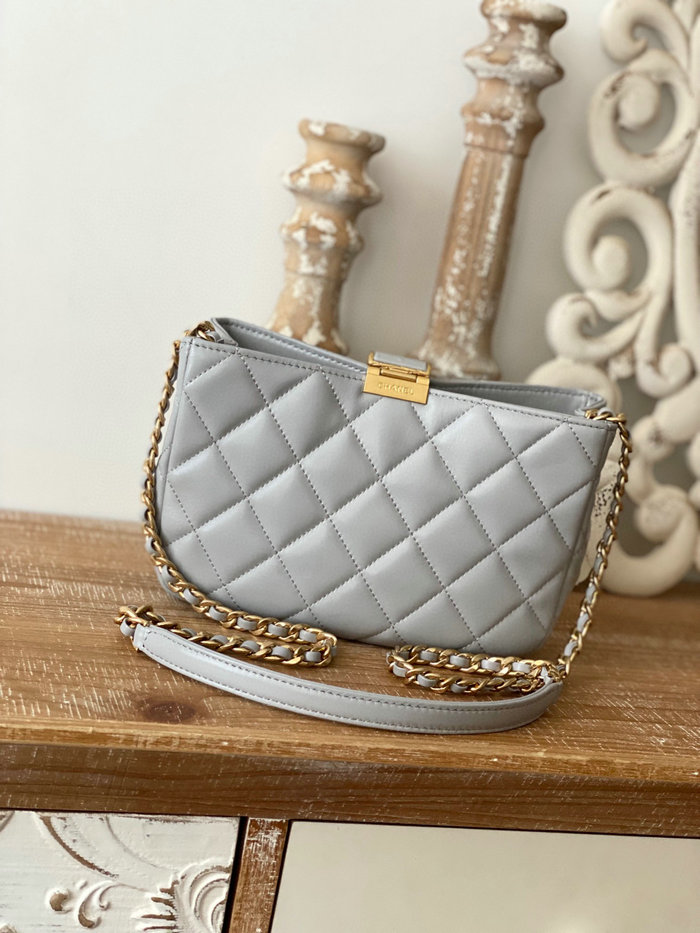 Chanel Hobo Handbag Grey AS3476