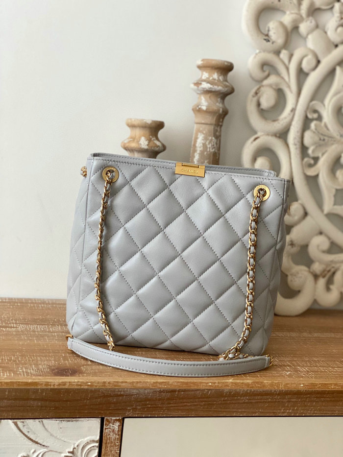 Chanel Lambskin SMALL TOTE Grey AS3477