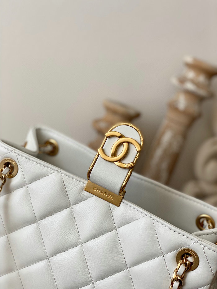 Chanel Lambskin SMALL TOTE White AS3477