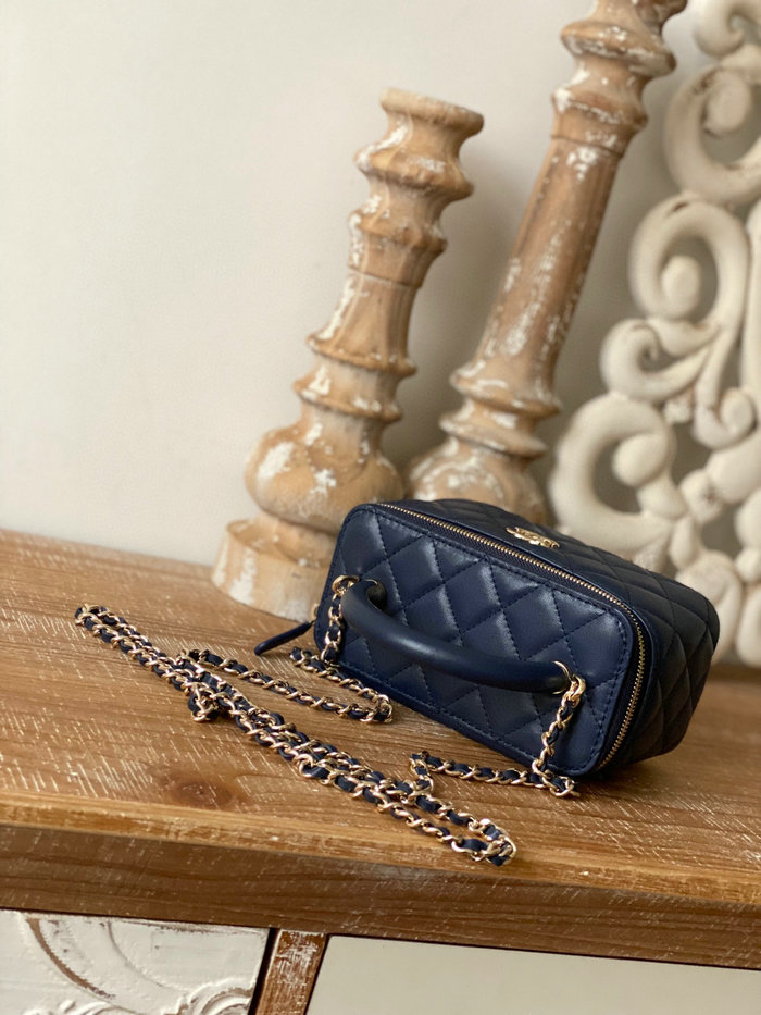 Chanel Lambskin Vanity with Chain Blue A81208