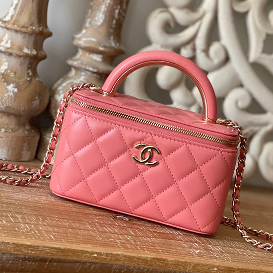 Chanel Lambskin Vanity with Chain Pink A81208