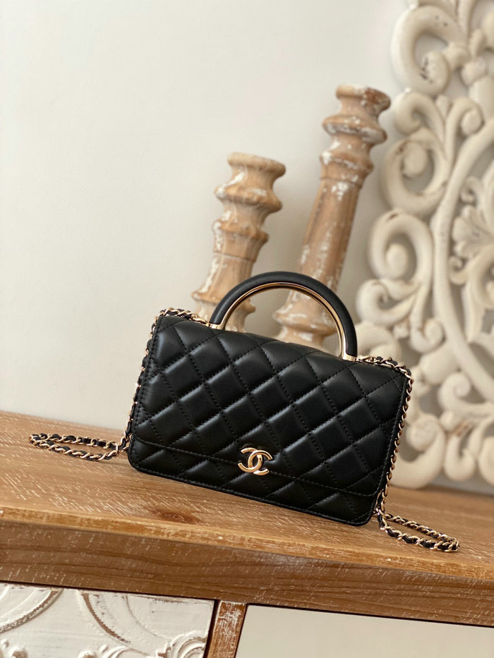 Chanel Lambskin WOC Chain Wallet Black A81207
