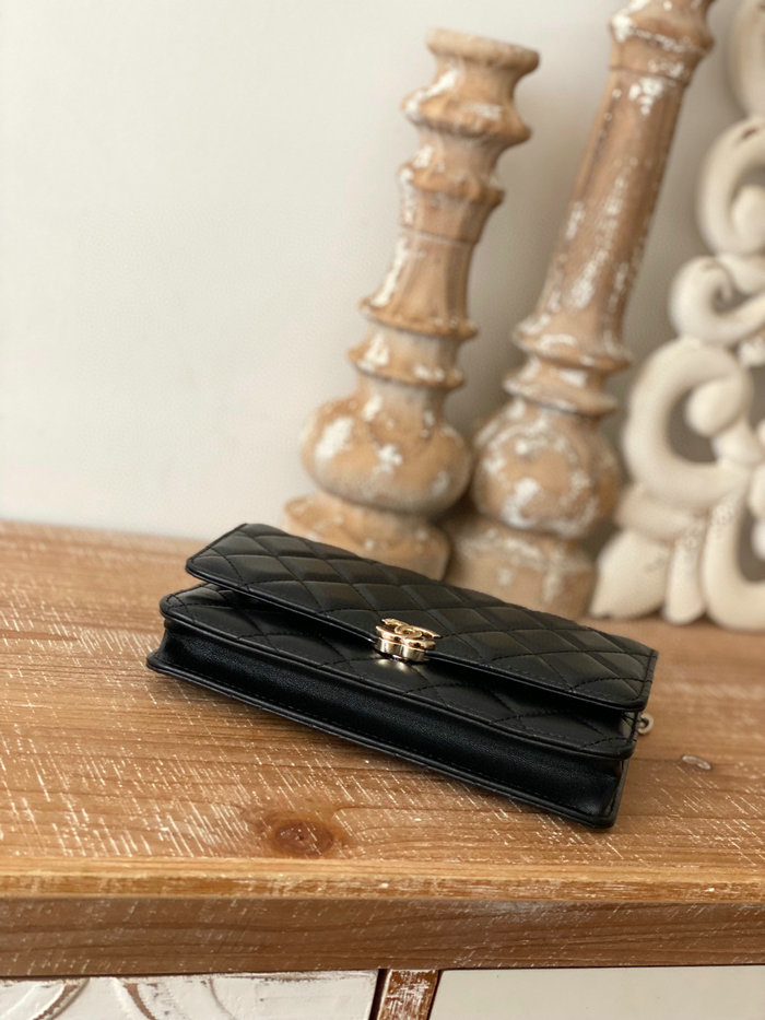 Chanel Lambskin WOC Chain Wallet Black A81207