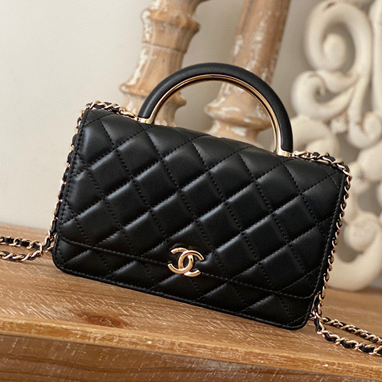 Chanel Lambskin WOC Chain Wallet Black A81207