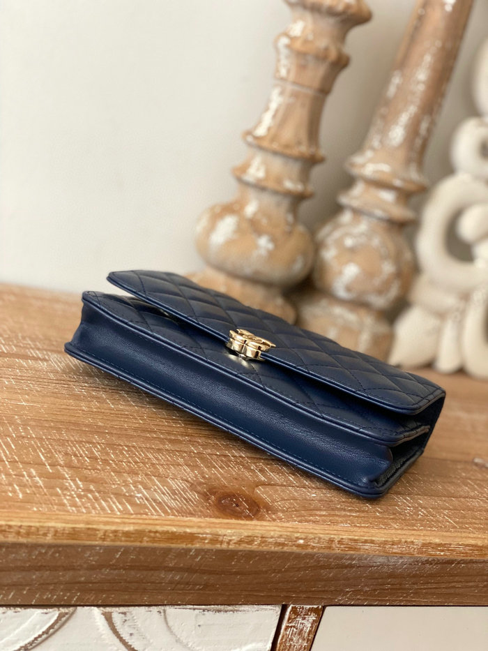 Chanel Lambskin WOC Chain Wallet Blue A81207