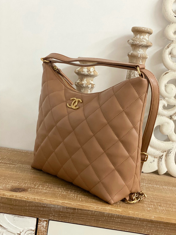 Chanel Maxi Hobo Bag Brown AS3488